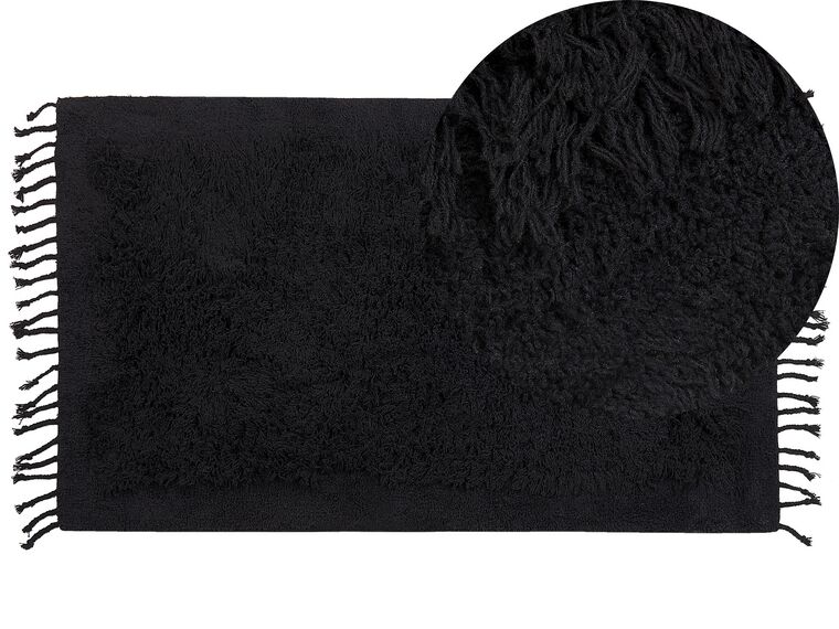 Dywan shaggy bawełniany 80 x 150 cm czarny BITLIS_837608