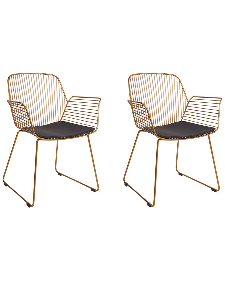 Conjunto de 2 cadeiras de jantar em metal dourado APPLETON_907524