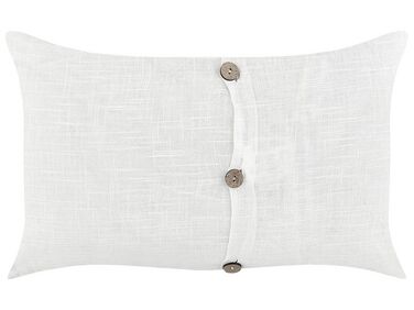 Ensemble de 2 coussins 30 x 50 cm blanc avec des boutons en bois BANORI