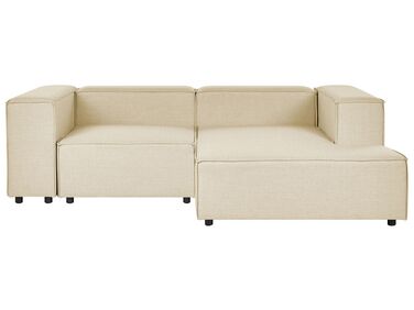 Canapé d'angle à gauche 2 places en lin beige APRICA