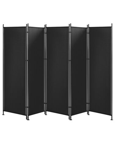 Biombo 5 paneles de poliéster negro 170 x 270 cm NARNI