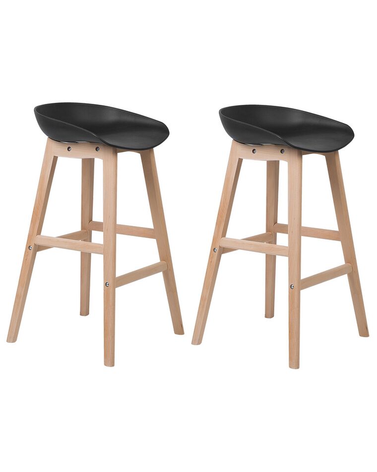 	Conjunto de 2 sillas de bar negro/madera clara MICCO_731953