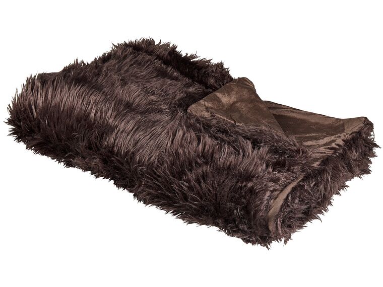 Faux Fur Bedspread 150 x 200 cm Brown DELICE_840331