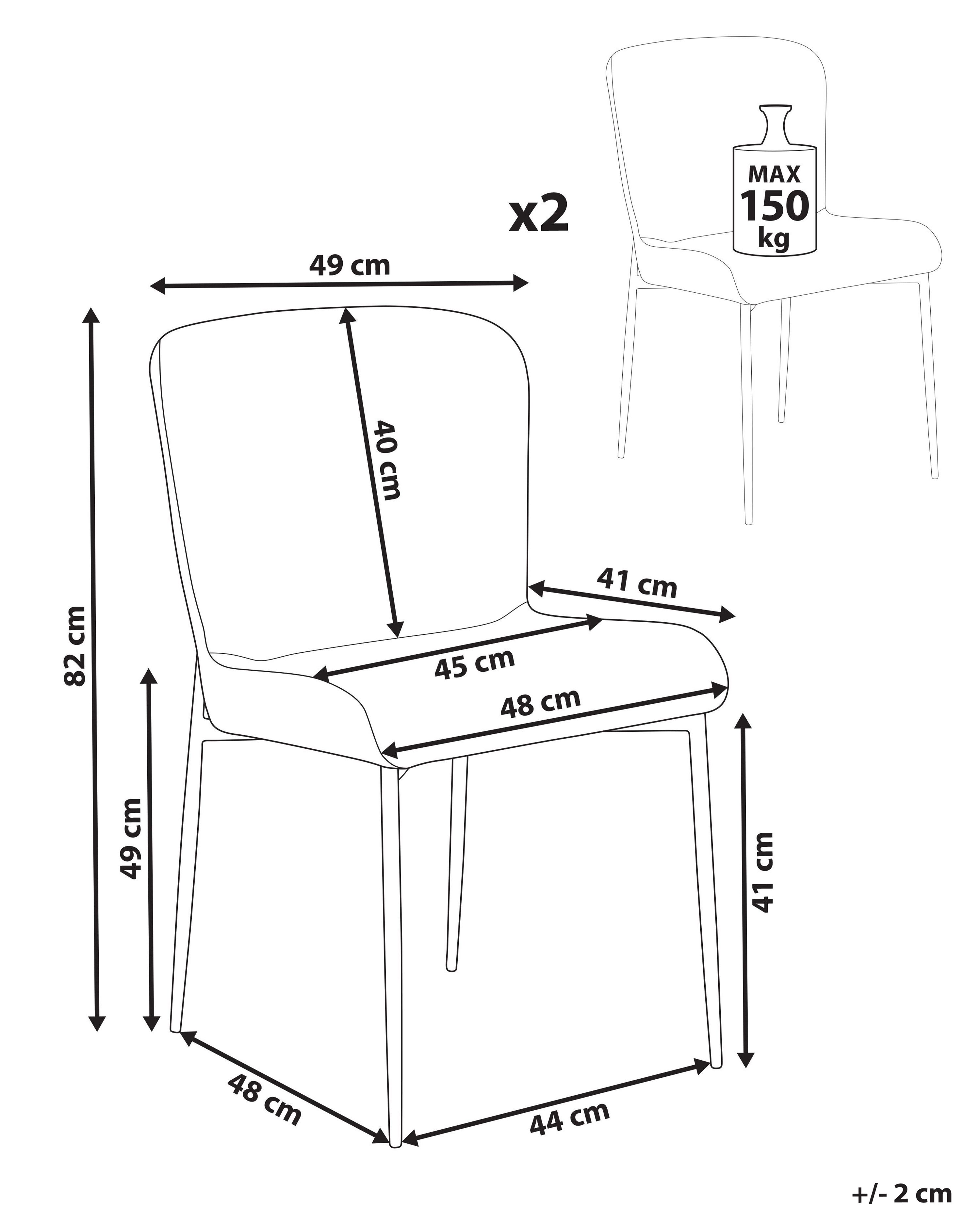 Set of 2 Fabric Chairs Dark Grey ADA Beliani.co.uk