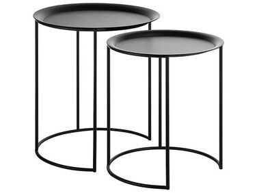 Conjunto de 2 mesas de centro de metal negro TWINS