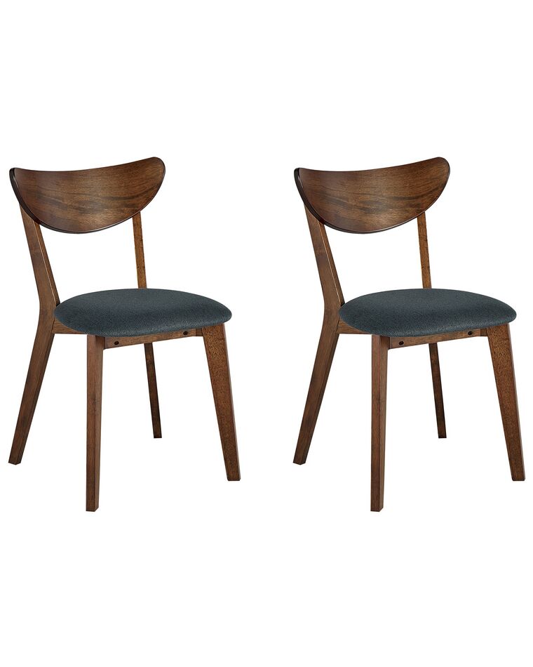 Zestaw 2 drewnianych krzeseł do jadalni ciemne drewno z szarym ERIE_831982