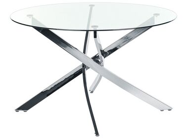 Rundt spisebord med glasplade ⌀ 120 cm Sølv MARAMO