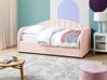 Tagesbett ausziehbar Samtstoff pastellrosa Lattenrost 90 x 200 cm EYBURIE_844374