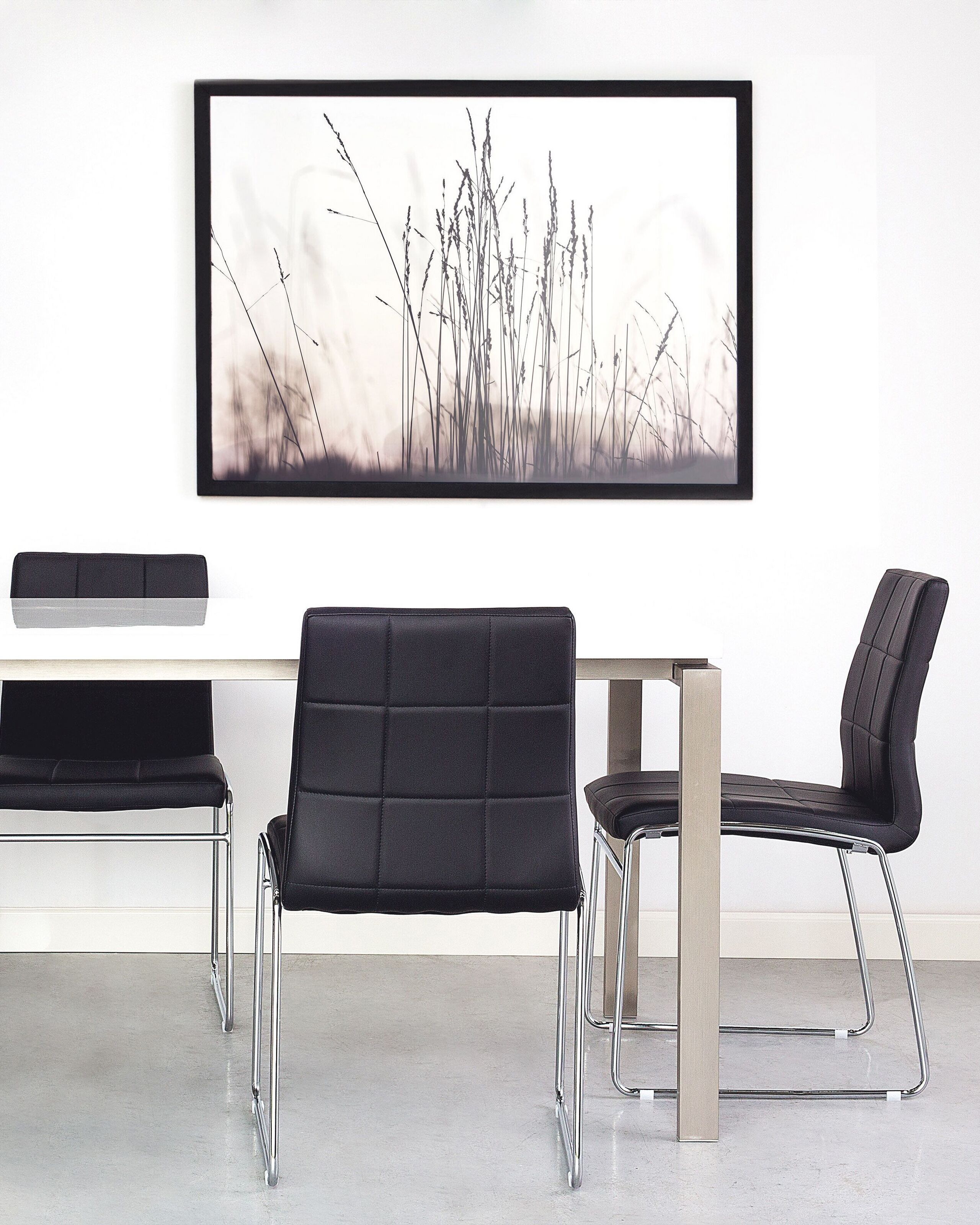 Conjunto de 2 cadeiras em aço inoxidável e pele preta KIRON