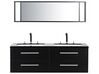 Meuble double vasque à tiroirs miroir inclus noir MALAGA_768791