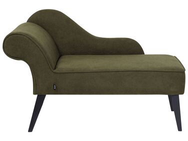 Left Hand Fabric Chaise Lounge Olive Green BIARRITZ