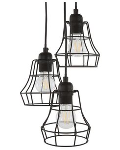 Riippuvalaisin 3 polttimoa metalli musta PECWAN