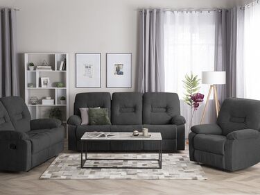 Fabric Manual Recliner Living Room Set Grey BERGEN