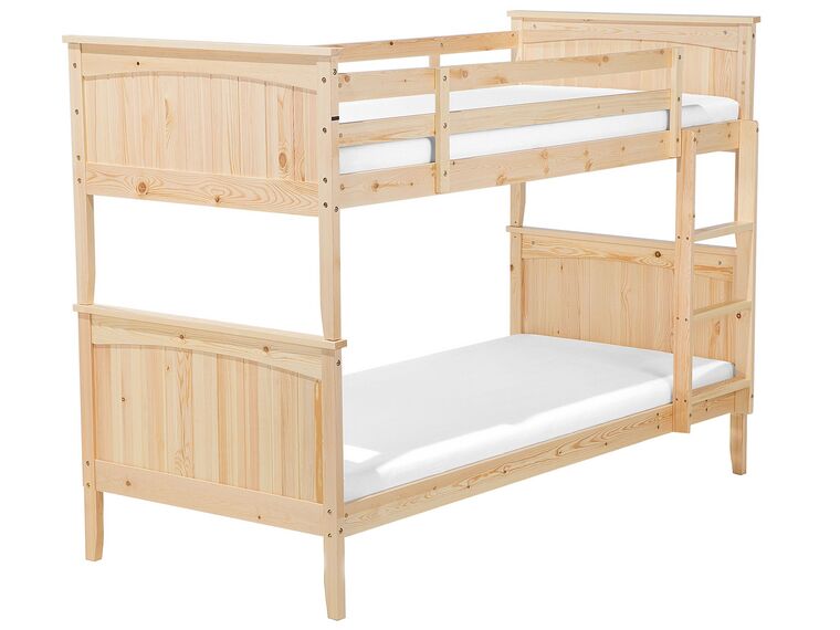 Łóżko piętrowe drewniane 90 x 200 cm jasne ALBON_711255
