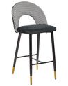 Zestaw 2 krzeseł barowych welurowy czarno-biały FALTON_871413