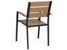 Set of 6 Garden Dining Chairs Light Wood and Black VERNIO_862888