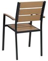 Zestaw 6 krzeseł ogrodowych jasne drewno z czarnym VERNIO_862888