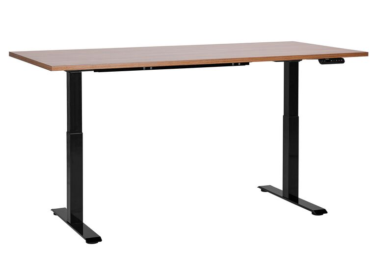 Elektriskt justerbart skrivbord 160 x 72 cm mörkt trä och svart DESTINES_899490