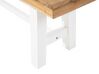 Zestaw ogrodowy drewniany stół i 2 ławki biały SCANIA_475773
