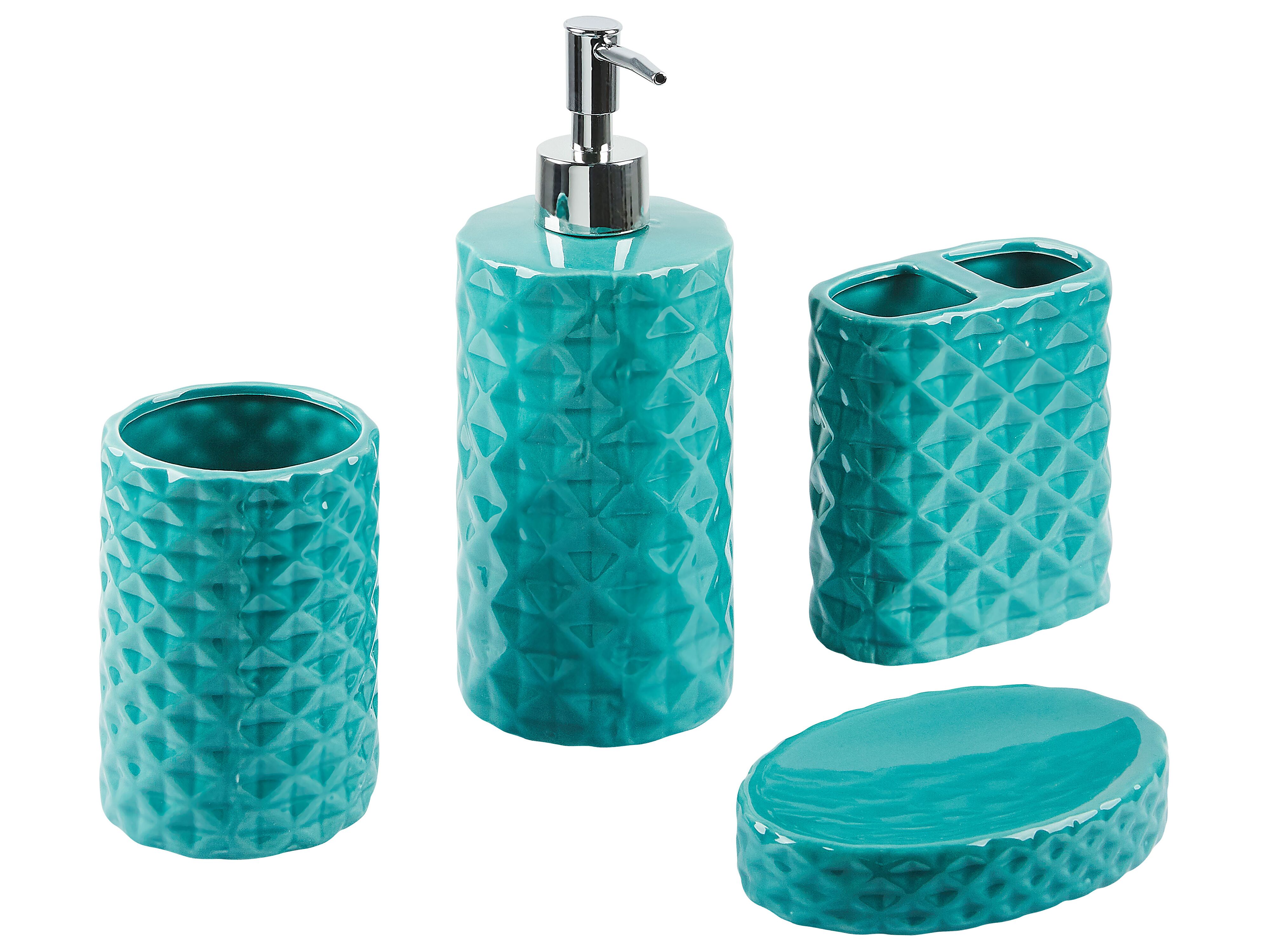 Ceramic 4-Piece Bathroom Accessories Set Turquoise GUATIRE - Furniture,  lamps & accessories up to 70% off