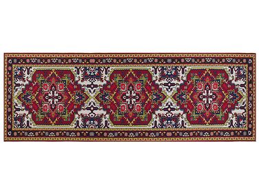 Teppich rot 70 x 200 cm orientalisches Muster Kurzflor COLACHEL