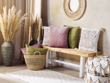 Set of 2 Velvet Cushions Geometric Pattern 45 x 45 cm Pink LARKSPUR