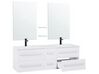 Badrumsmöbler väggskåp 2 spegel 2 tvättställ och glashylla vit MADRID_58818