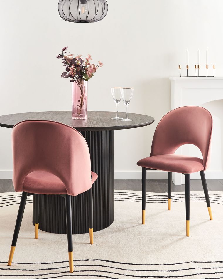 Set of 2 Velvet Dining Chairs Pink MAGALIA Beliani.co.uk