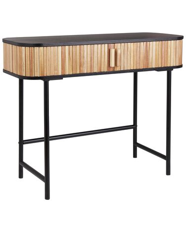 Drevený konzolový stolík svetlé drevo/čierna CARNEY