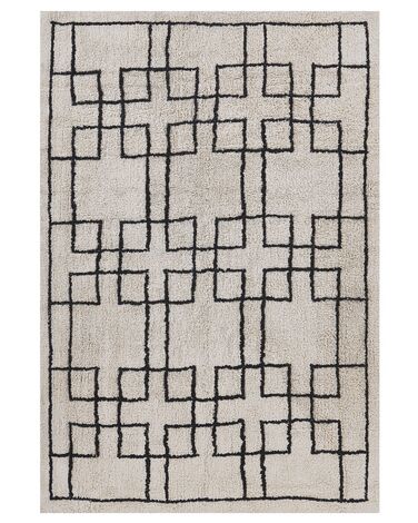 Teppich Baumwolle beige 160 x 230 cm geometrisches Muster Kurzflor TURHAL