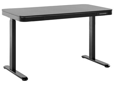 Fekete színű elektromosan állítható asztal USB csatlakozóval 120 x 60 cm KENLY