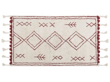 Bavlněný koberec 80 x 150 cm bílý/červený KENITRA