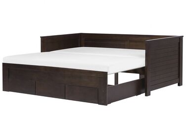 Drevená rozkladacia posteľ s úložným priestorom 90/180x200 cm hnedá CAHORS