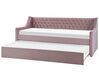 Rozkladacia zamatová posteľ 90 x 200 cm ružová MONTARGIS_798311