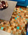 Kožený koberec 140 x 200 cm hnedá/modrá ALIAGA_897438