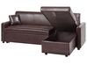 Left Hand Faux Leather Corner Sofa Bed with Storage Dark Brown OGNA_780180