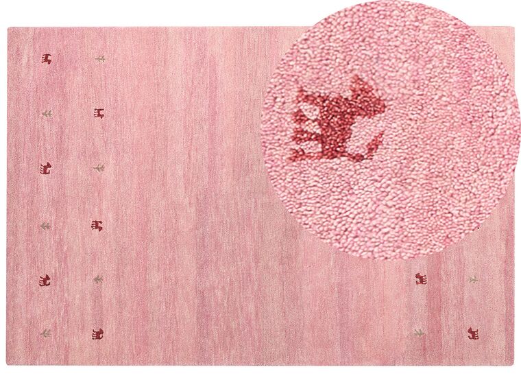 Vlnený koberec gabbeh 200 x 300 cm ružový YULAFI_855786