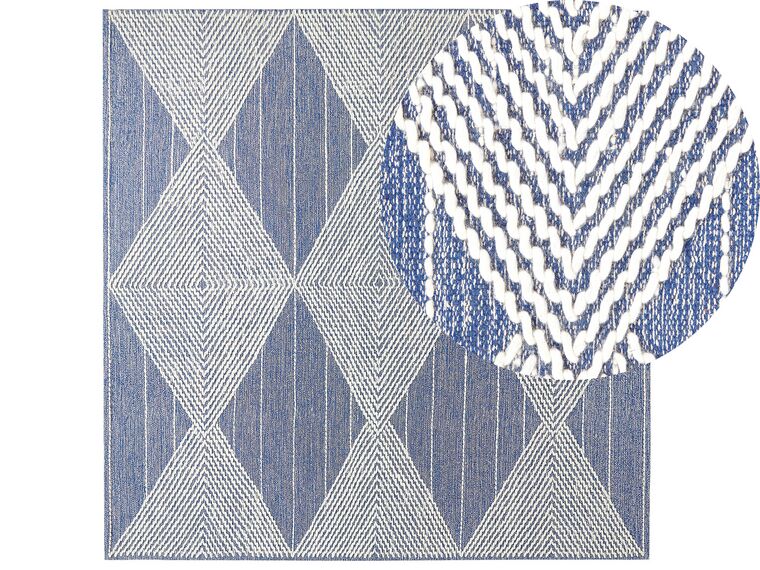 Vlněný koberec 200 x 200 cm světle béžový/modrý DATCA_831014