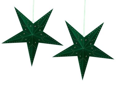 Zestaw 2 wiszących gwiazd welurowych LED 60 cm zielony MOTTI