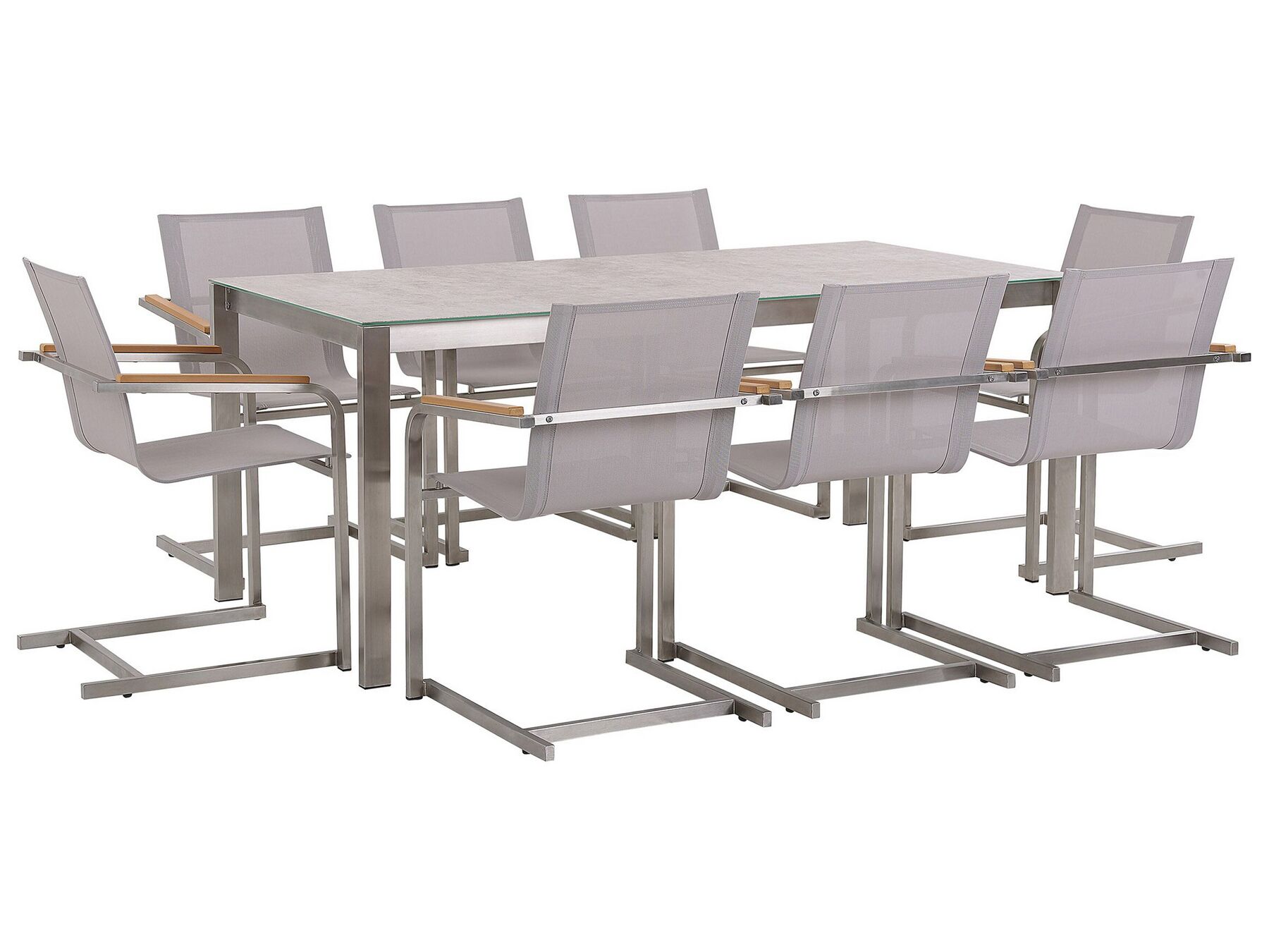 Gartenmöbel Set Keramik 180 cm 8-Sitzer Textilbespannung beige COSOLETO