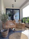 Salon de jardin 4 places en rotin clair avec coussins beiges DOLCEDO / LIMNI_836014