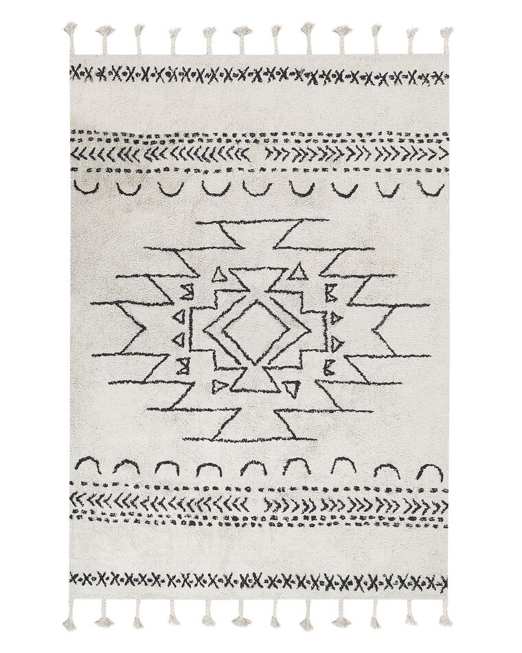 Tapis en coton blanc et noir 140 x 200 cm KHOURIBGA_831353