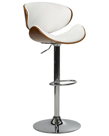 Barová židle z umělé kůže tmavé dřevo/bílá ROTTERDAM