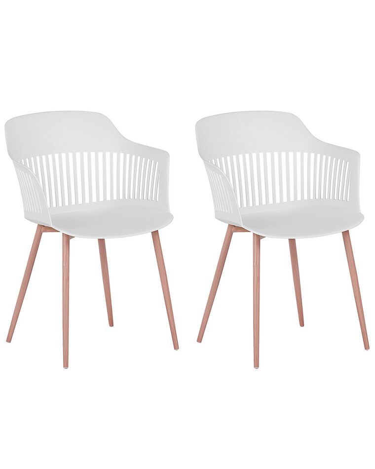 Conjunto de 2 sillas de comedor blanco/madera clara BERECA_783794