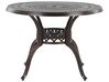 Zestaw ogrodowy metalowy stół i 4 krzesła brązowy SALENTO z parasolem (16 opcji do wyboru)_863976