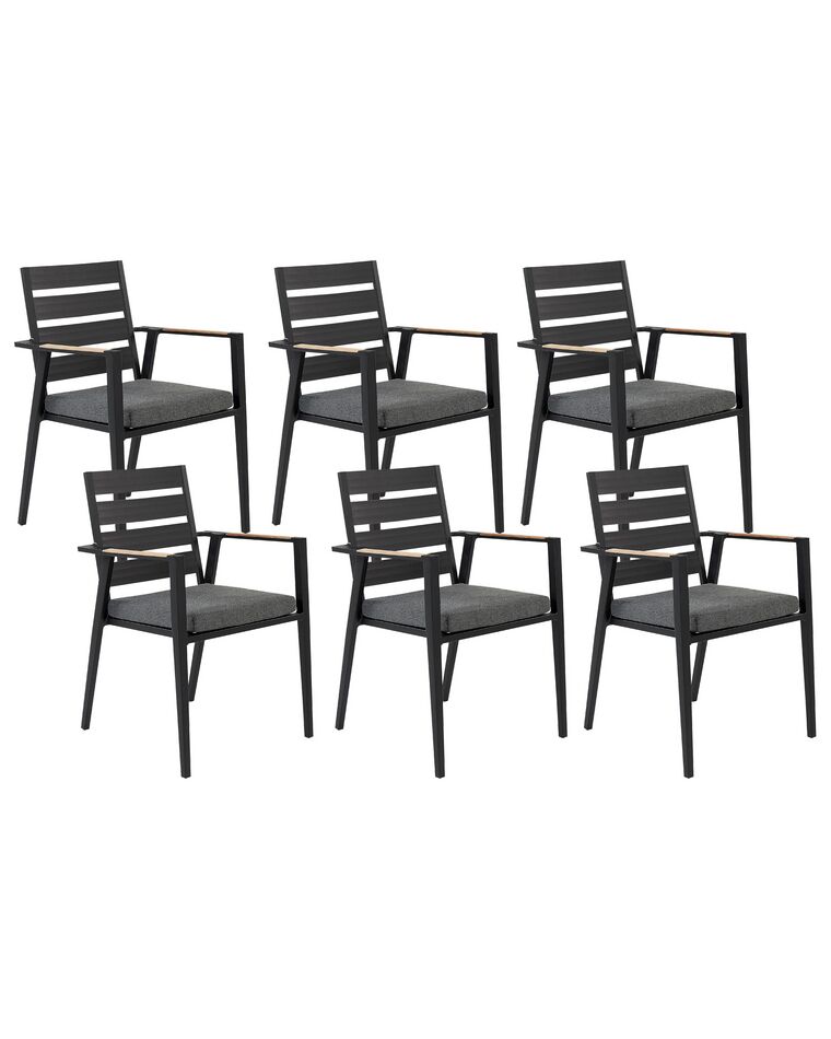 Sada 6 záhradných stoličiek čierna TAVIANO_841727