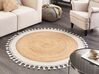 Round Jute Area Rug ⌀ 140 cm Beige and White MARTS_869901