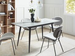 Ruokapöytä jatkettava marmorikuvio valkoinen/musta 120/150 x 80 cm EFTALIA Ruokapöytä jatkettava marmorikuvio valkoinen/musta 120/150 x 80 cm EFTALIA