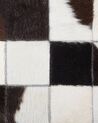 Tapis rond patchwork en cuir noir et blanc BERGAMA_491660