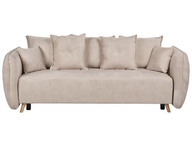 Velvet Sofa Bed with Storage Cream Beige VALLANES